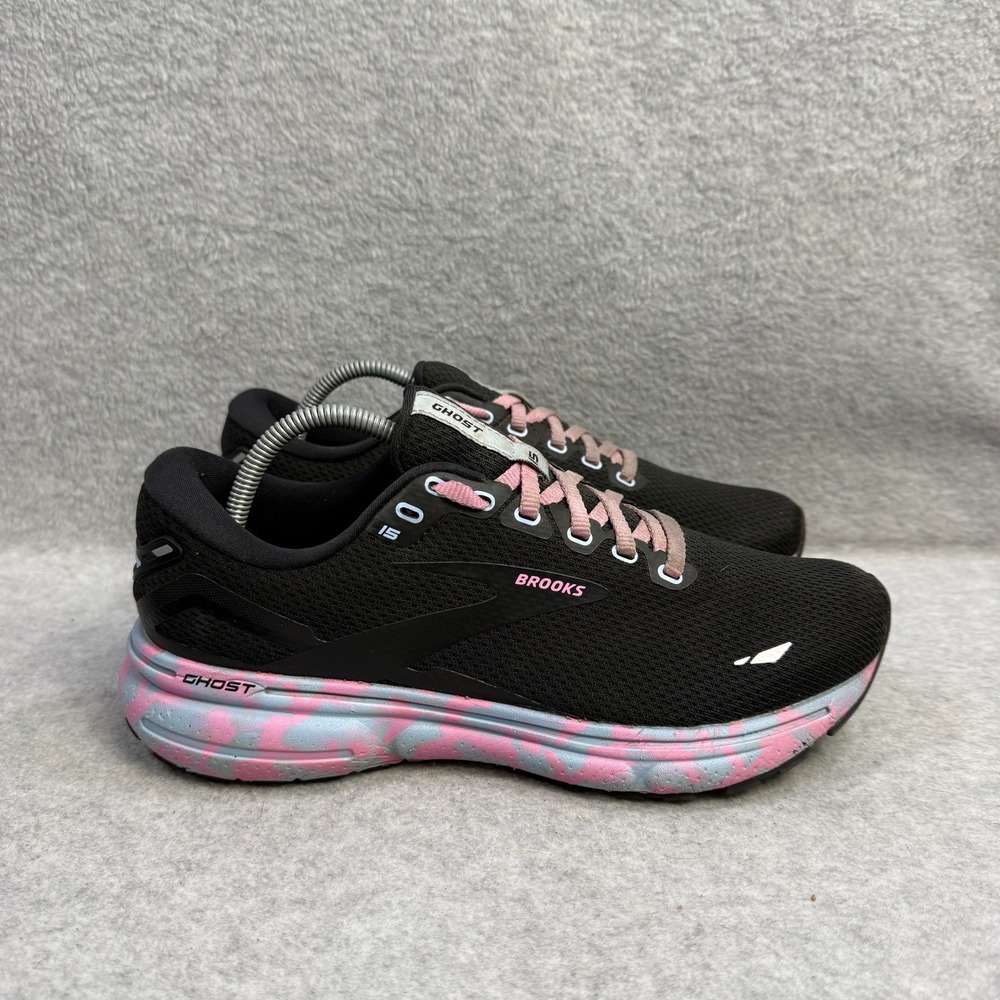 Brooks Ghost 15 Women Shoes Size 7.5 Black Pink Blue Running Sneaker 1203801B099 - Picture 4 of 10